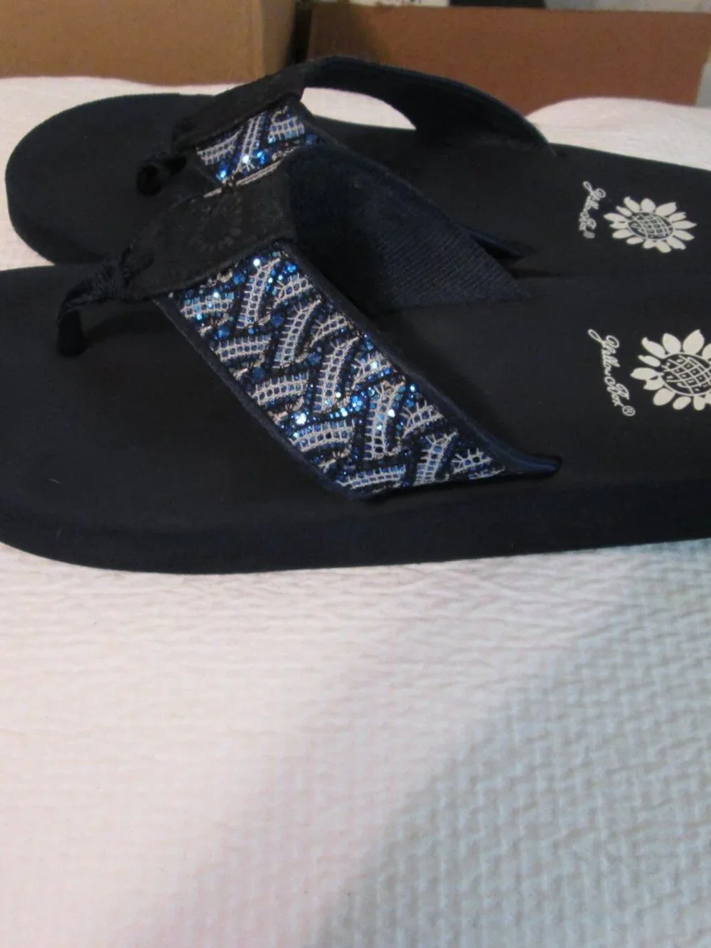 Yellow Box Women's Navy Blue Flip Flops Size 7.5 - Picture 4 of 11